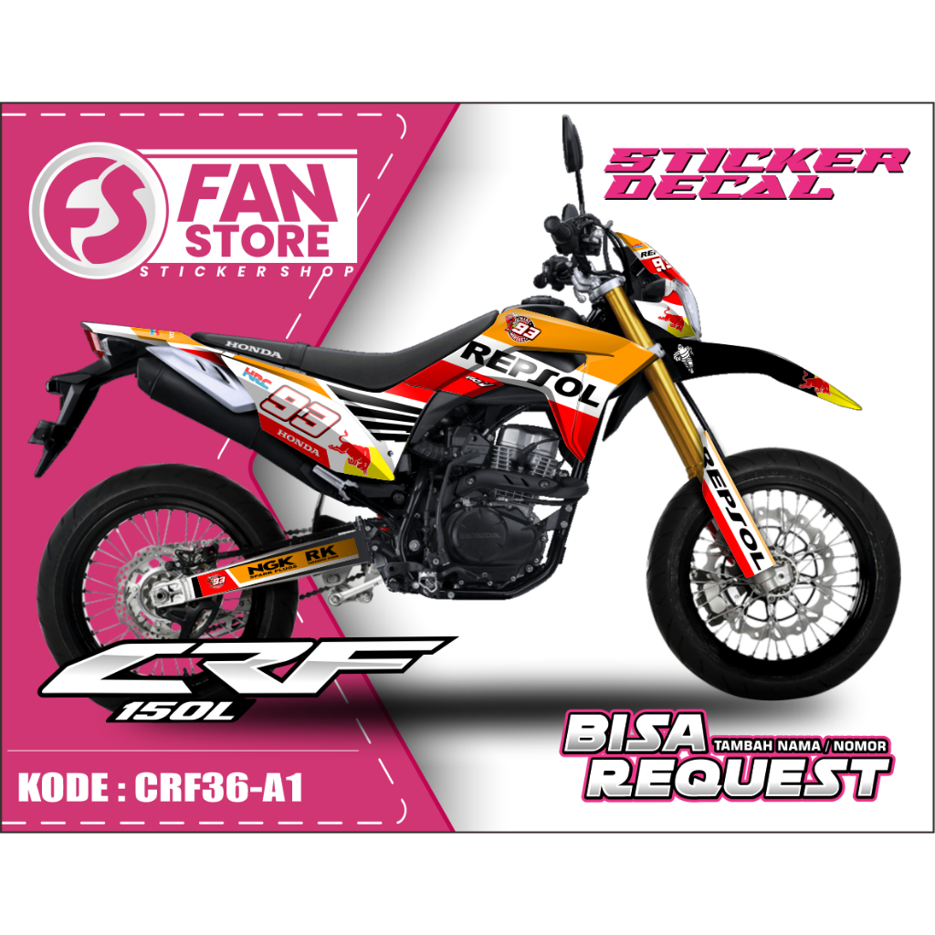 Aksesoris Motor - Decal CRF 150L Fullbody Variasi Oren - Decal Sticker Honda CRF 150 L
