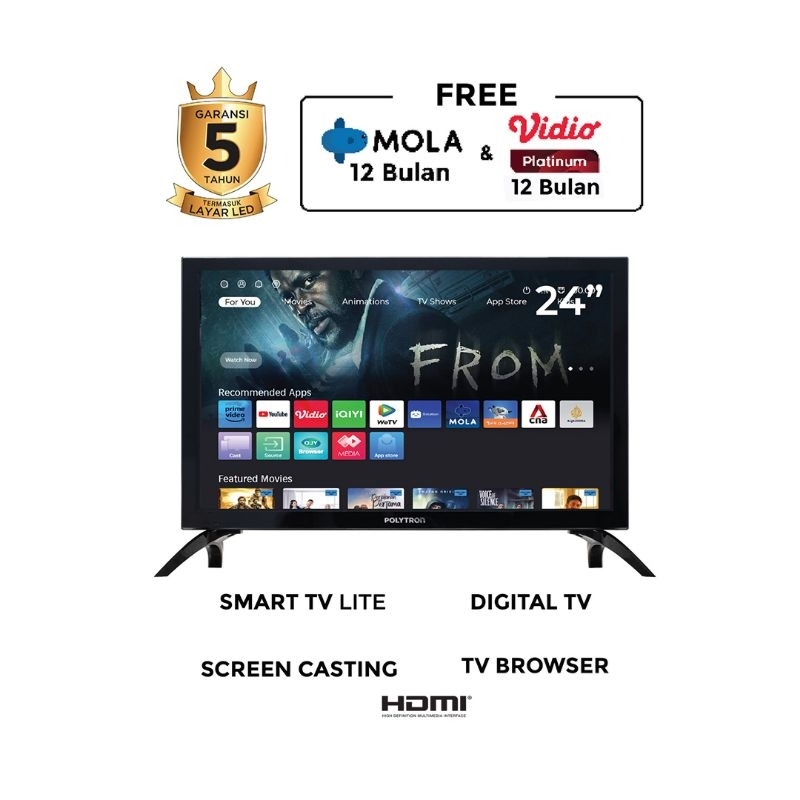 SMART TV POLYTRON 24 INCH DIGITAL TV PLD24CV1869