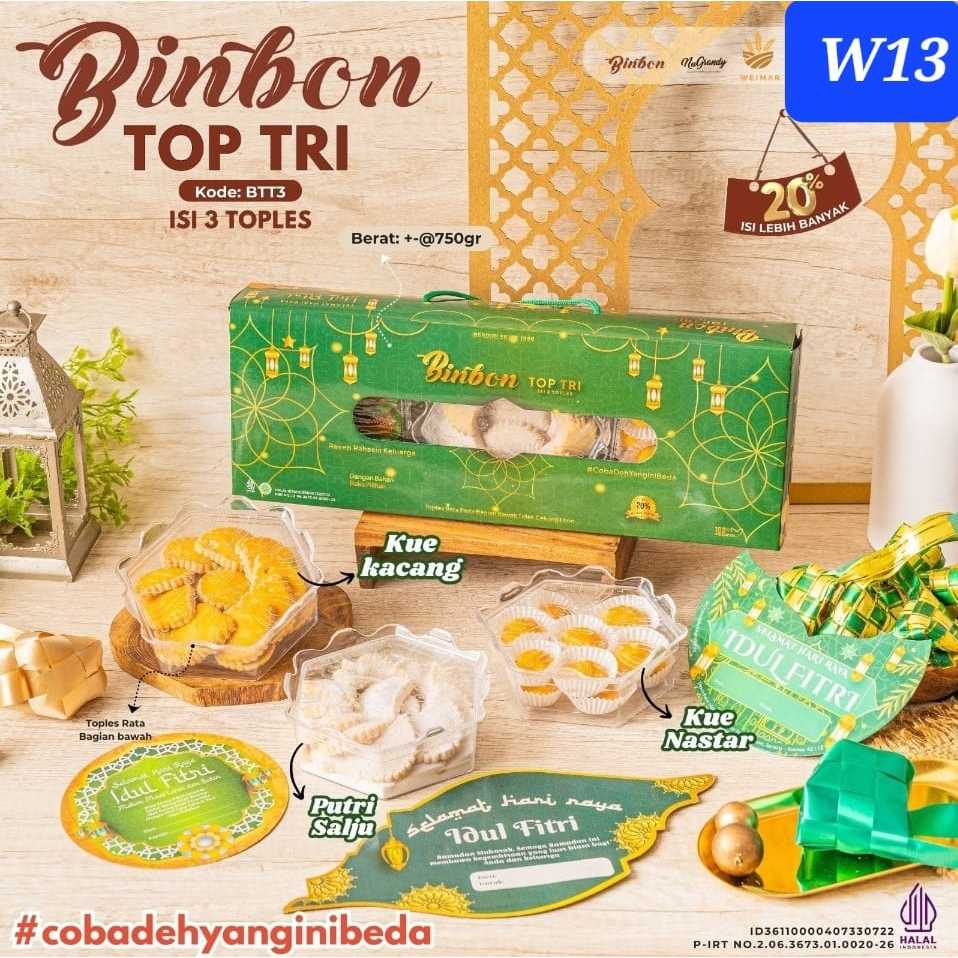 Apazada - Kue Kering Lebaran Binbon Top Tri Squash / Hampers Kue Lebaran Paket 3 Toples + 1 Sirup
