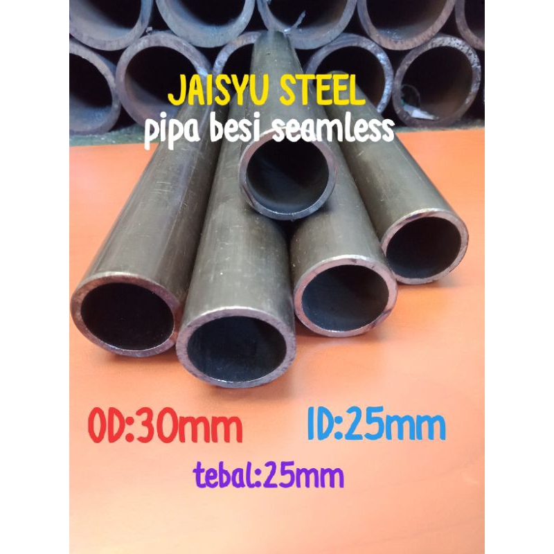 Pipa besi Hitam OD:30mm ID:25mm tebal:2.5mm panjang 20mm-100cm