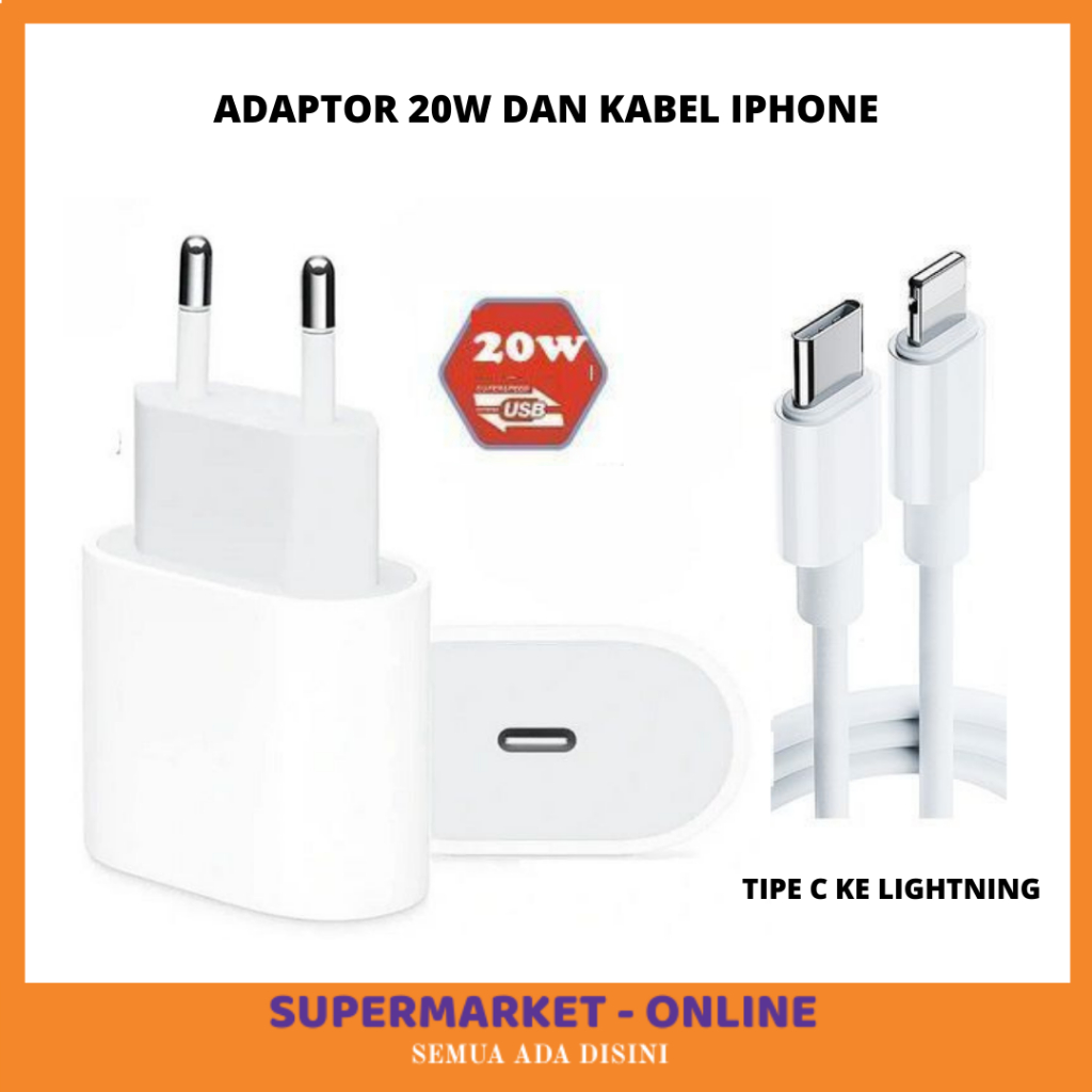 FAST CHARGING CHARGER ADAPTOR CAS HANDPHONE HP DAN KABEL CAS CHARGE DATA MICRO TIPE C TEPSI DAN "IPH