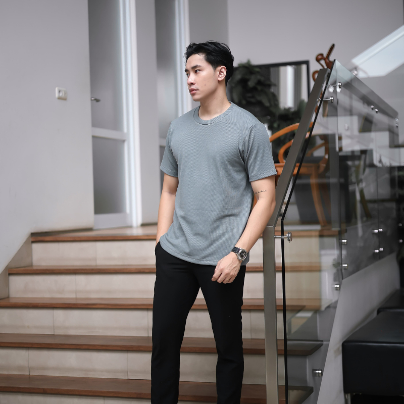 KGMN Apparel Allan Waffle Tshirt Kaos Polo Waffle Pria / Kaos Waffle Pria / Kaos Polos Knit Waffle