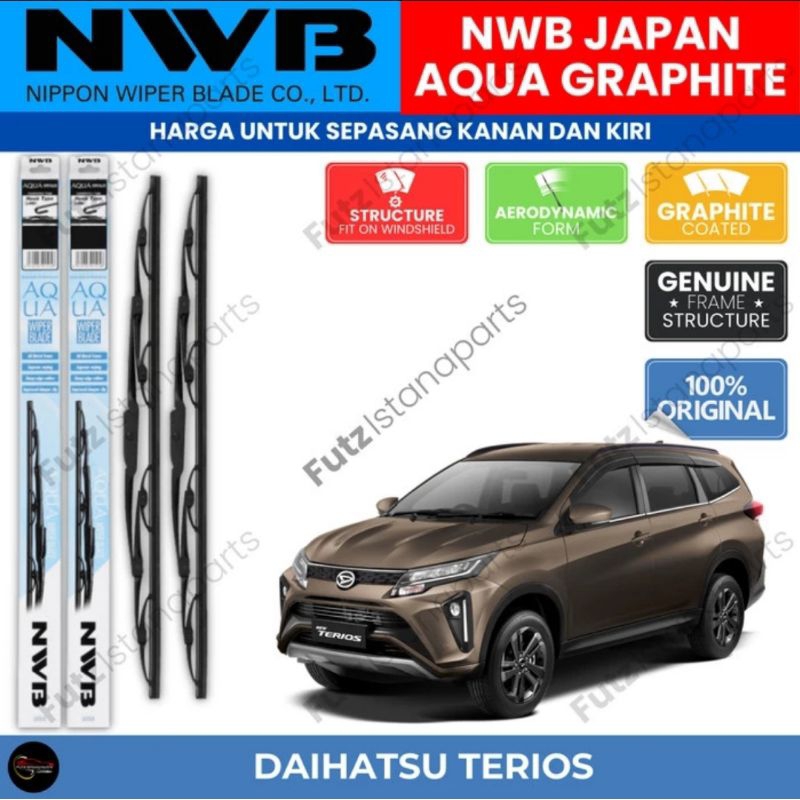 Wiper Depan Daihatsu Terios 2018-2023 NWB Aqua Graphite Original