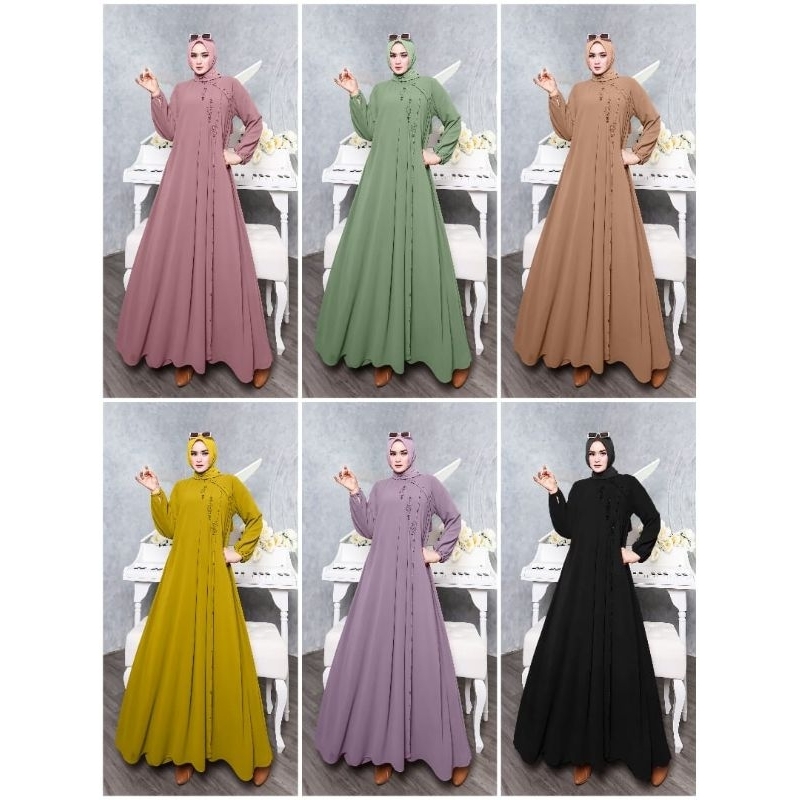 Baju gamis terbaru 2024,baju gamis elegan simple,baju gamis ceruty babydoll elegan mewah