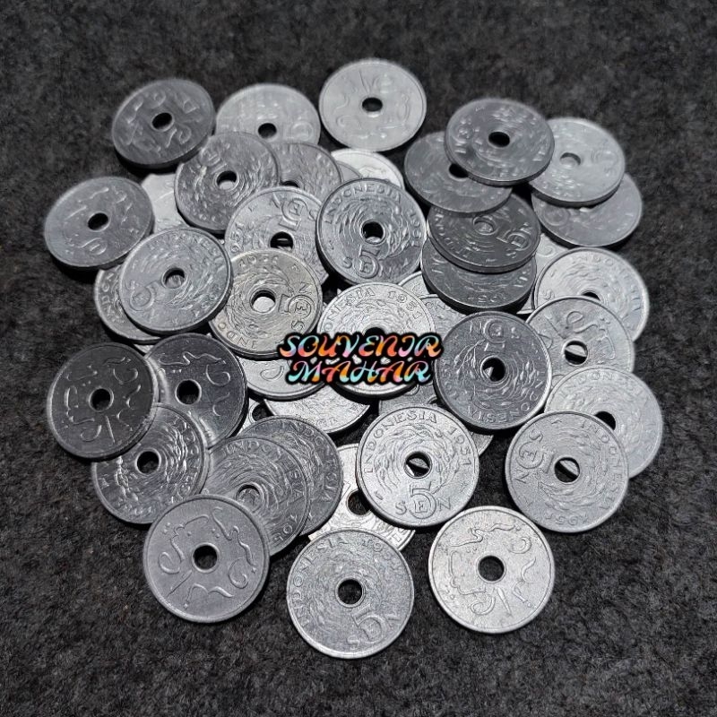 Uang koin kuno 5 sen uang lama 5 sen uang jadul 5 sen alumunium mahar nikah 20 rupiah 2020