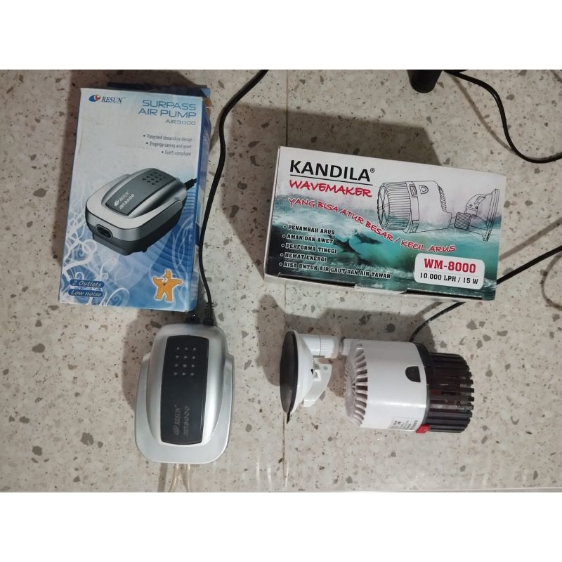 aerator resun air 3000 dan wave maker kandila wm8000