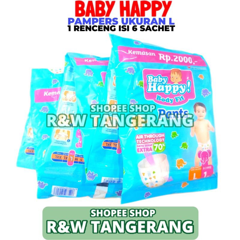 Pampers Baby Happy Ukuran L 1 Renceng Isi 6 Sachet