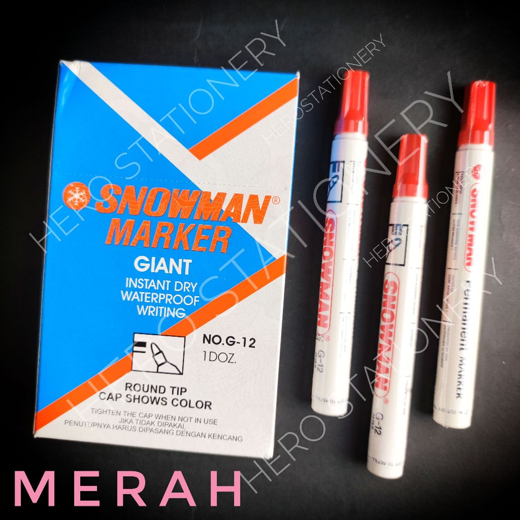 

Snowman spidol permanen permanent marker tinta merah red G-12