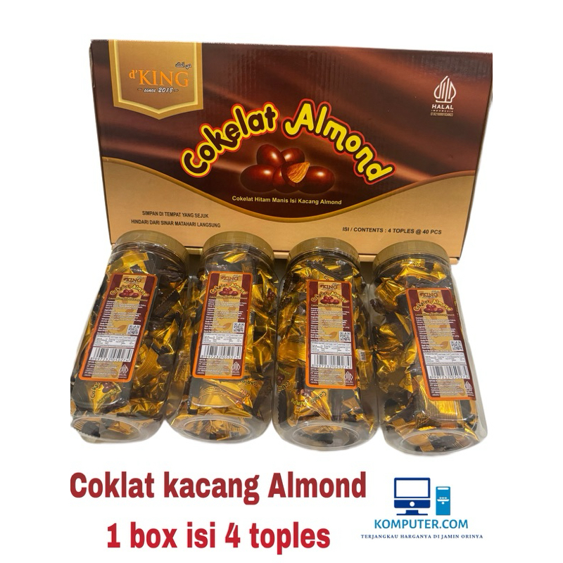 

coklat almond - 1 karton coklat almond isi 4 toples d’king