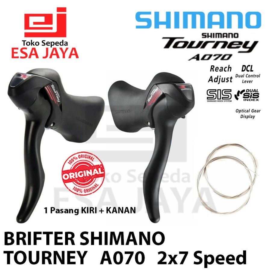 Brifter Shimano Tourney A070 2x7 Speed 7sp Sepasang Original Road