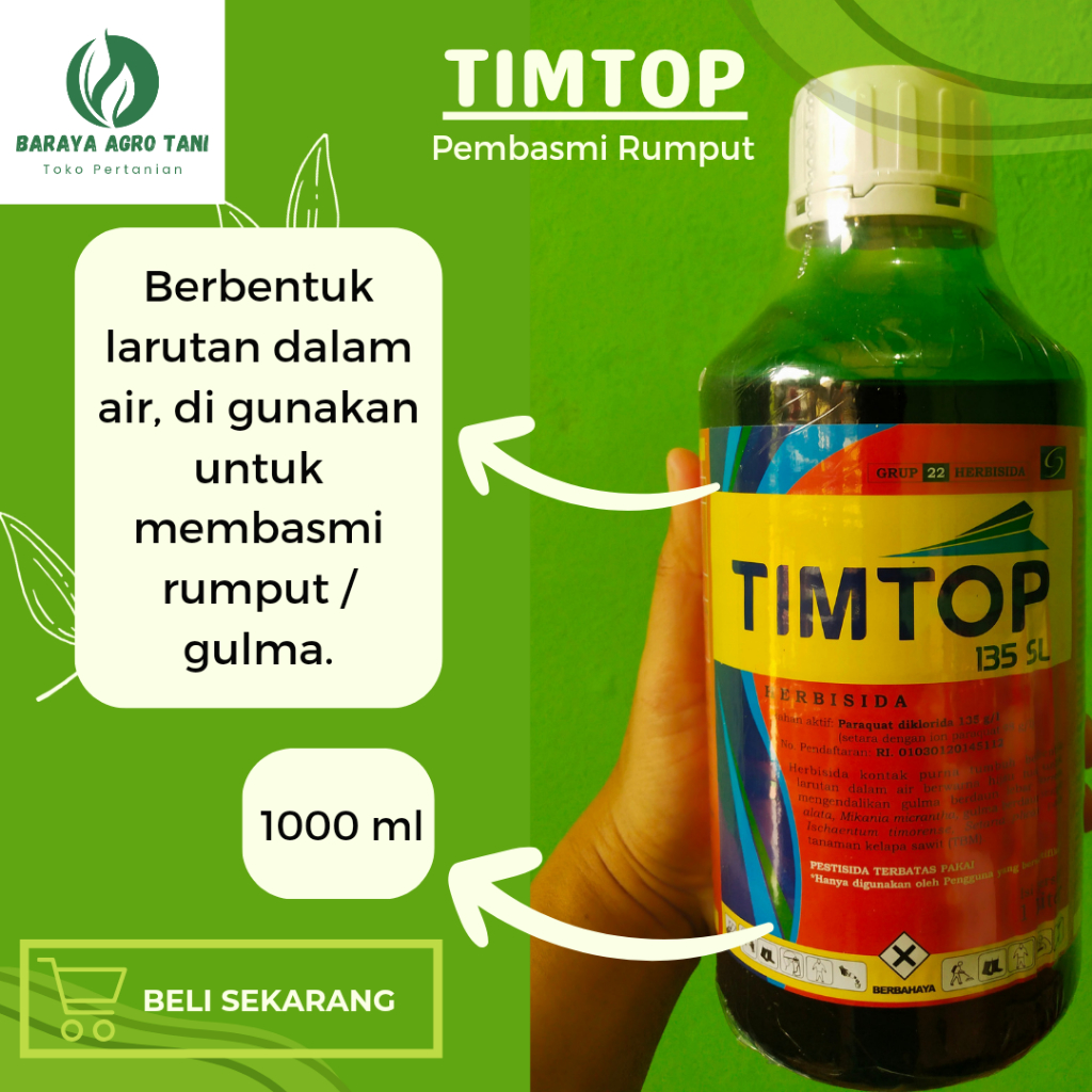 Timtop 135 SL 1 Liter Herbisida Kontak Pembasmi Rumput Anti Gulma 100% Original