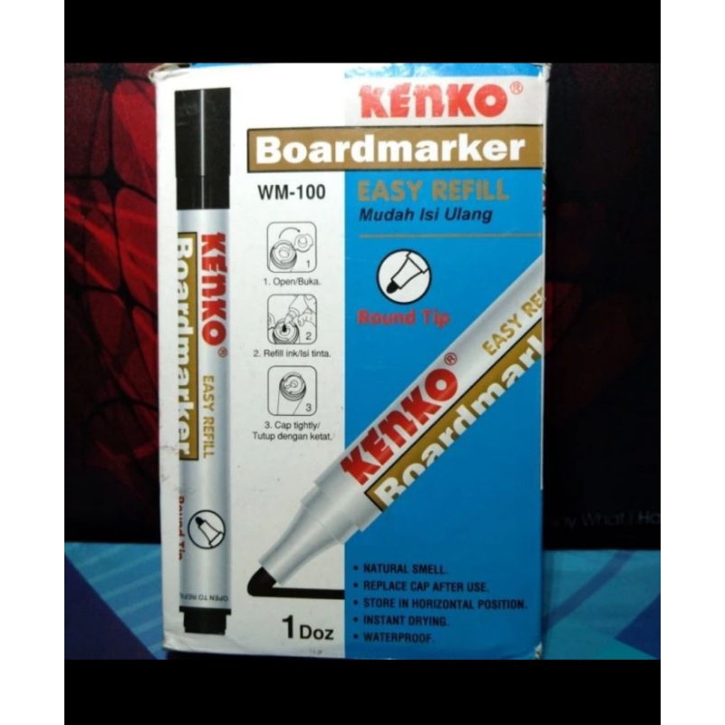 

KENKO SPIDOL Papan Tulis WM-100 Boardmarker NON PERMANEN - HITAM ISI 12Pcs