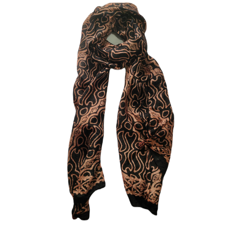 Syal Bali Scarf Batik Dobi Pasmina Panjang Pastel Parang Hitam Gesyal
