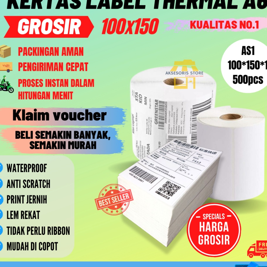 

GROSIR GROSIR KERTAS THERMAL LABEL STICKER 35PCS 5PCS UKURAN A6 1X15