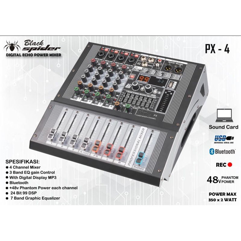 Power Mixer BlackSpider Power Mixer Black Spider Px 4 / Power Black Spider 700 watt Power Black Spid