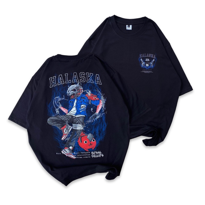 Baju Kaos Over Size Sablon Halaska