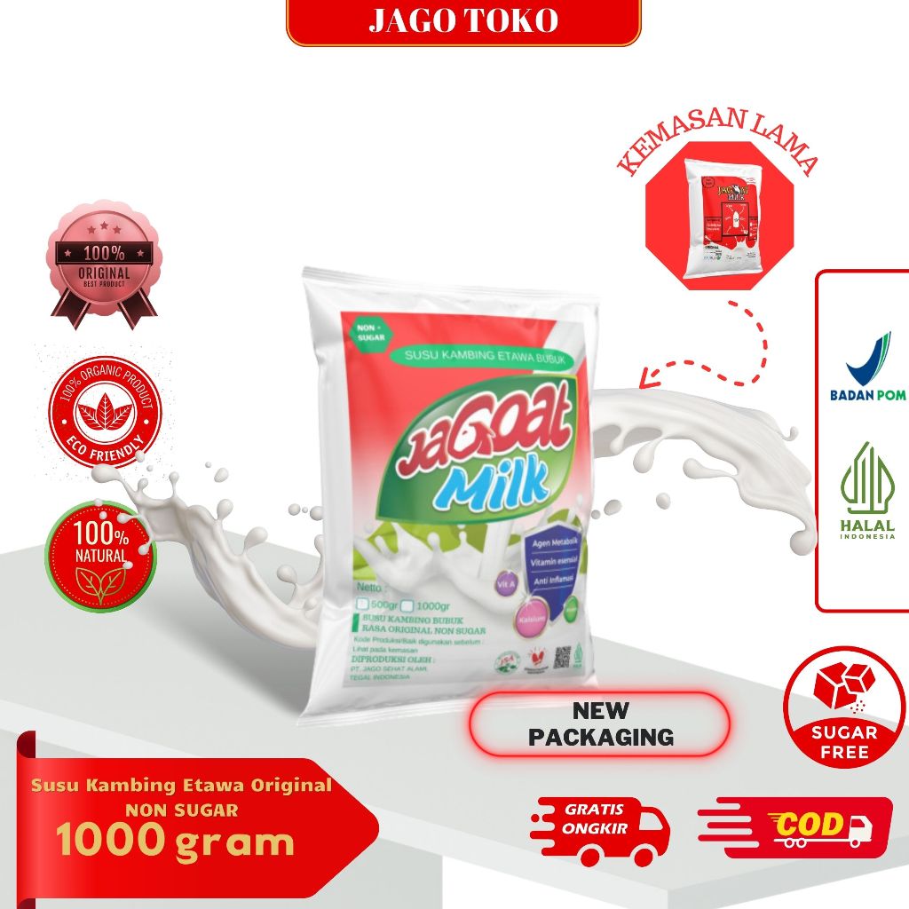 

Susu Kambing Etawa 1kg Kemasan Almunium foil jagoat milk