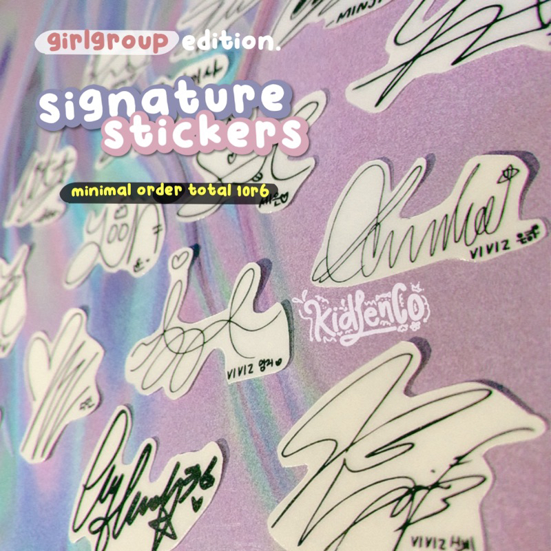 girlgroup signature sticker set ♡ stiker transparan ttd tandatangan aespa blackpink gidle itzy ive k