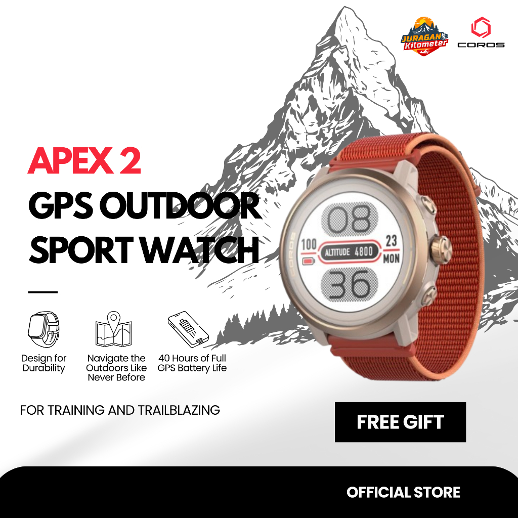 COROS Apex 2 GPS Outdoor Sport Watch - Dealer Resmi | Jam Trail Run | Jam Lari | Jam Olahraga