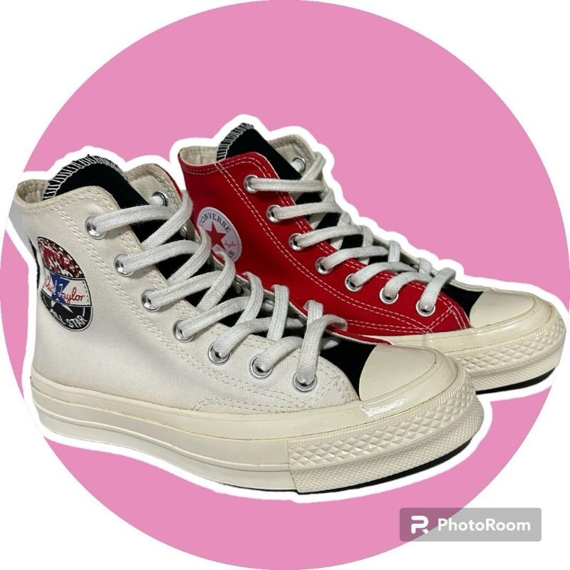 Converse Chuck 70 Hi Logo Play Unisex Sneakers Shoes - White/University Red/Rush Blue