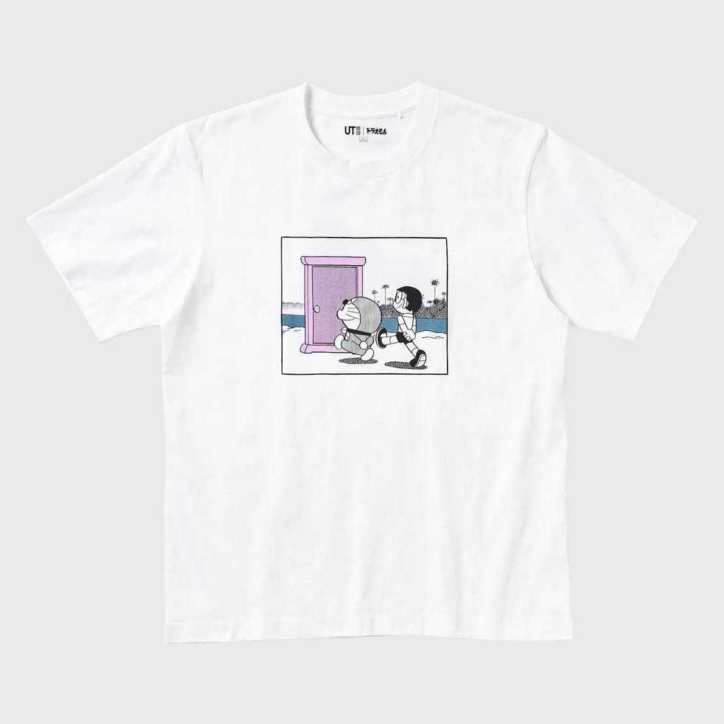 Tshirt Baju Kaos Distro Uniqlo Doraemon White | Tee UT 2023 Unisex
