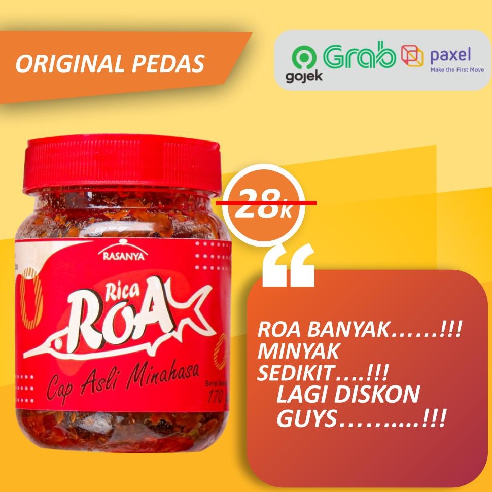 

PROMO ALE SAMBAL ROA ASAP ASLI MINAHASA 19 gr SAMBEL ROMAJU FOODS