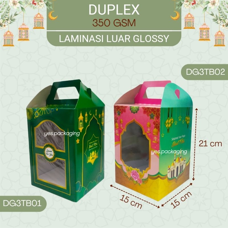 

[DG3TB] DUPLEX Gable Handle Box Kemasan Toples Bulat Kue Kering Hampers Lebaran Idul Fitri Eid Mubarak