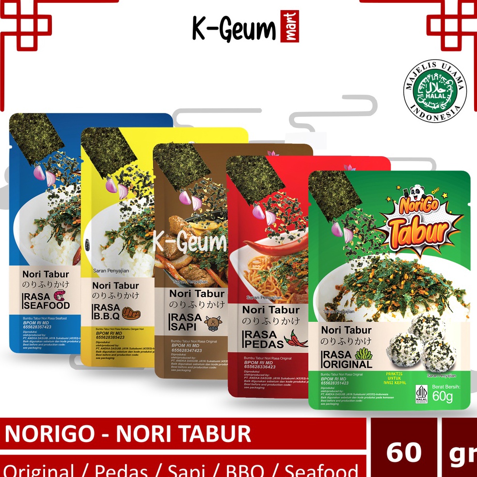 

BAYAR DITEMPAT NORIGO Nori Tabur Rumput Laut Panggang Abon Nori 6 gram