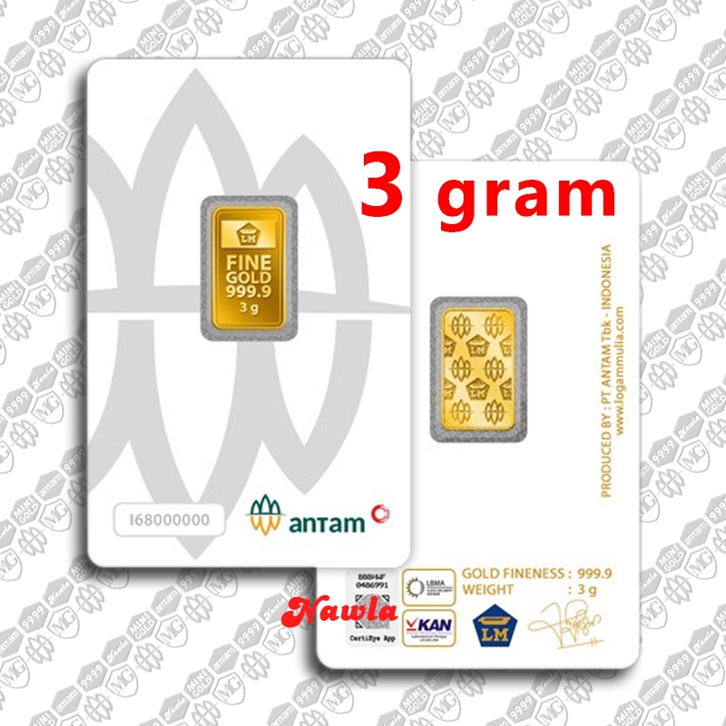 ASLI Antam 3 gram Logam Mulia Emas Murni 24 Karat Certicard Certieye