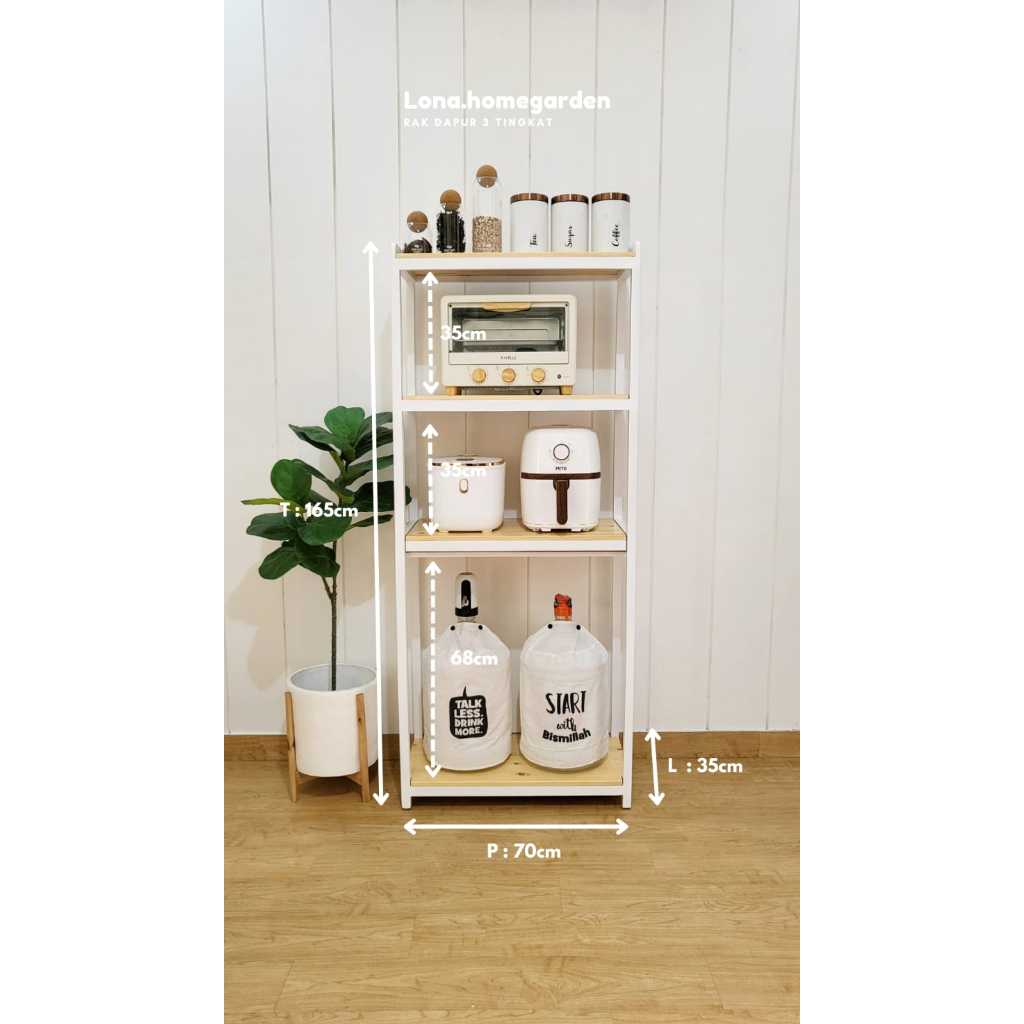 Rak dapur 3 tingkat | Rak multifungsi | Rak Serbaguna | Rak kayu good quality