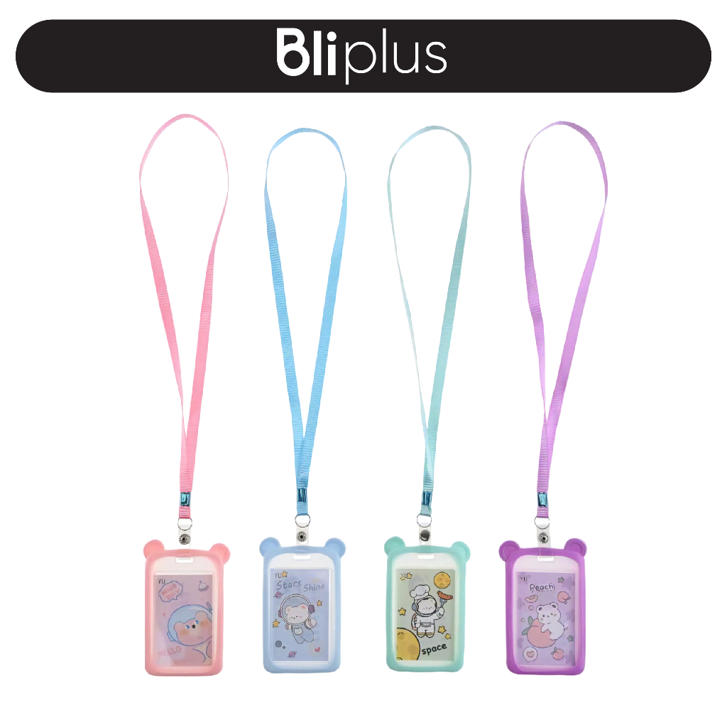 

Name Tag ID CARD Holder Nilon + Tali Lanyard Motif Lucu Kartu Office ATK001