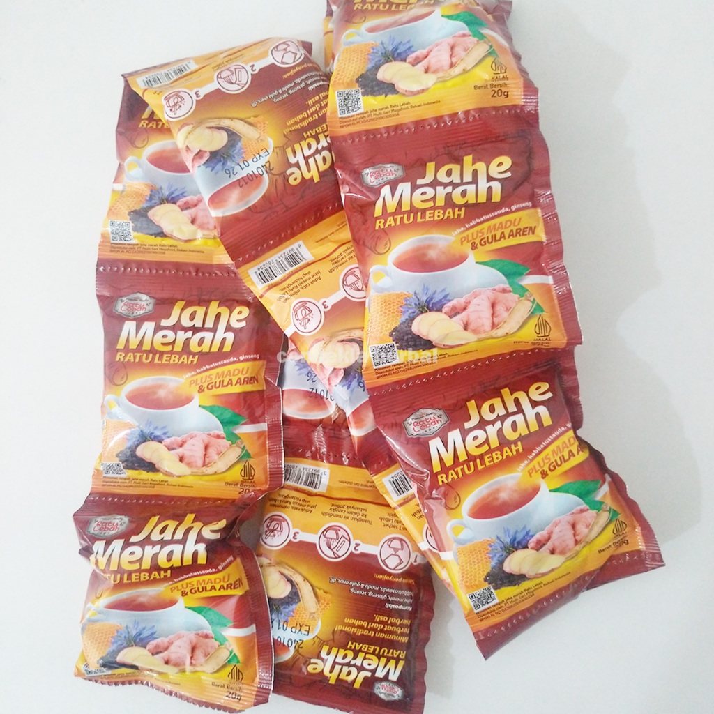 

PROMO!!! Jahe Merah Ratu Lebah Gula Aren + Rempah Herbal per Renceng / Renteng (10 Sachet)