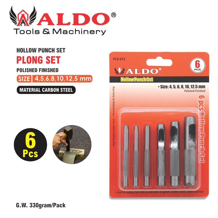 

PLONG SET / ALAT PEMBUAT LUBANG GASKET KULIT / HOLLOW PUNCH 6 PCS ALDO