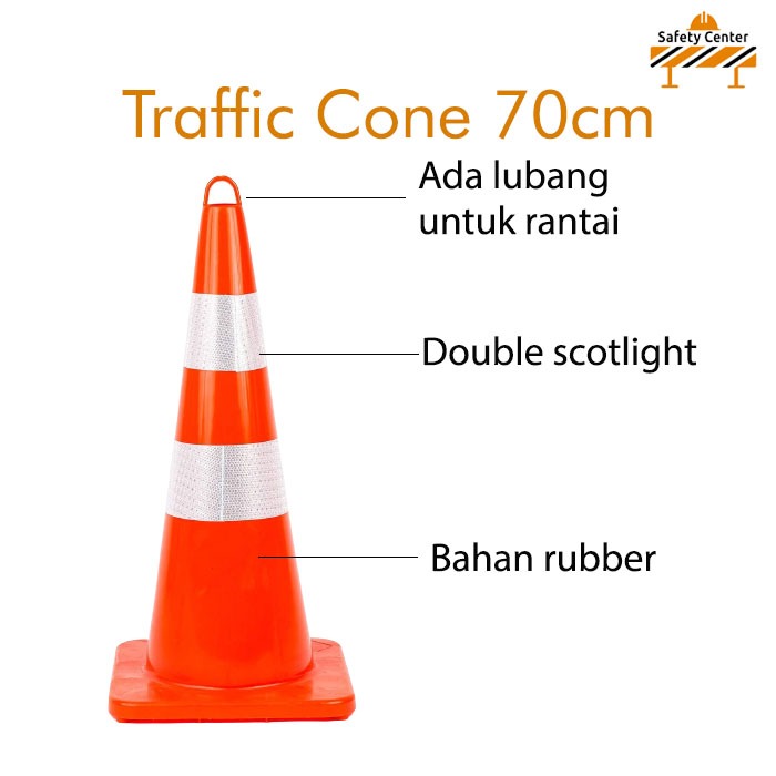 HJK Traffic Cone / Safety Traffic Cone 70 cm / Traffic Cone Rubber 70cm / Kerucut Lalu Lintas