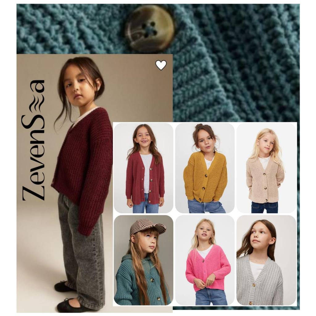 Cardigan Rajut Anak Perempuan ZEVENSEA (Size 2 - 10Tahun)/Cardigan rajut anak kekinian
