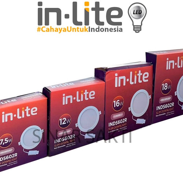 ORIGINAL INLITE Lampu Downlight LED 75w 12w 16w 18w 21w INDS62R Slim Downlight Inlite
