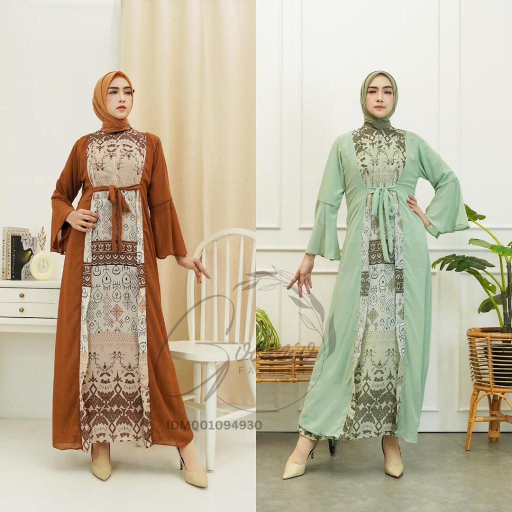 Ilook | Afifa Gamis Lebaran 2025 Tali Pinggang Ceruty Baby Doll muslim wanita dress syari maxi pesta