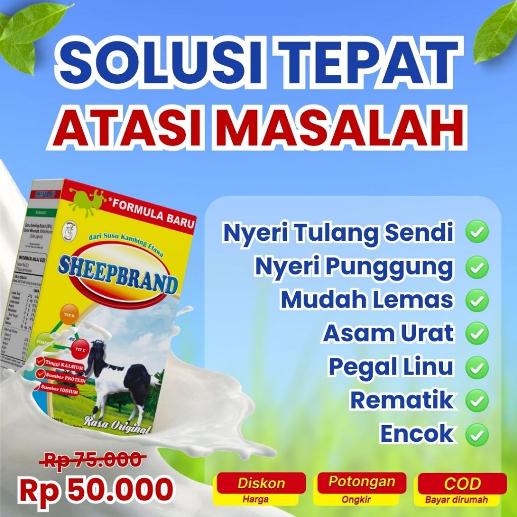 

Paket 4 Box SHEEPBRAND KALSIUM, susu kambing etawa tinggi kalsium mengatasi masalah persendian