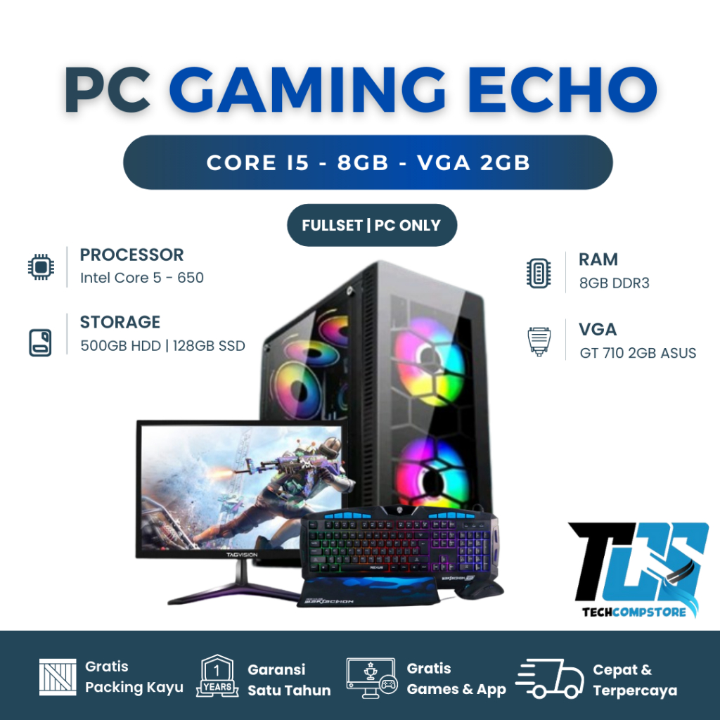 PC Gaming Rakitan i5 Ram 8gb VGA 2gb HDD 500gb Garansi Siap Pakai | Komputer Fullset Lengkap | ECHO
