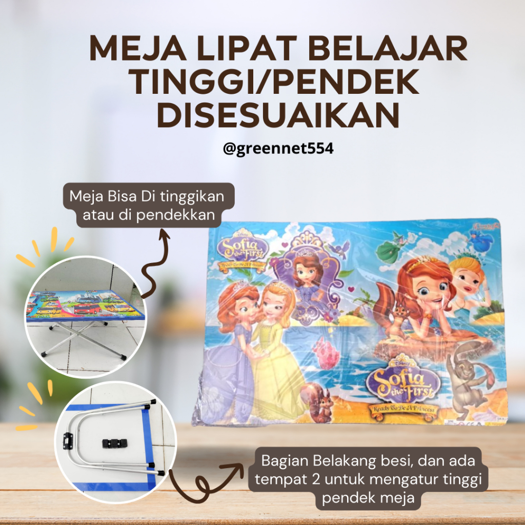 Meja Lipat Belajar Tinggi/pendek disesuaikan