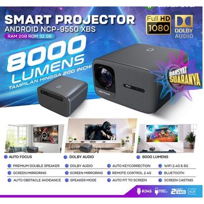 Nextcam Proyektor Smart Android Dolby Audio 8000lumen Miracast 9550XBS