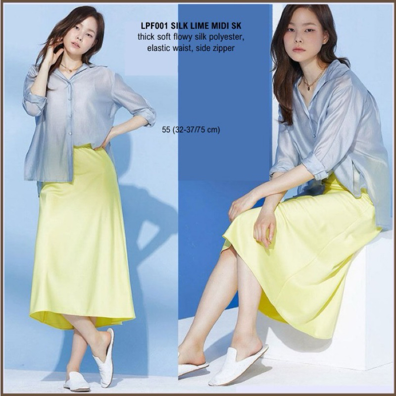 Rok Midi Bahan Satin / Silk Midi Skirt branded LAPIAF Original