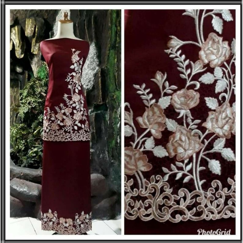 Bahan Baju Kurung Bordir Motif Kerancang/Motif Bordir Kerancang Jalar 1