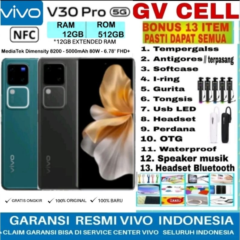 VIVO V30 PRO 5G | V30 5G 12/512GB RAM 12GB ROM 512GB & 8/256GB GARANSI RESMI VIVO