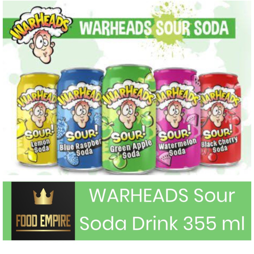 

WARHEADS Sour Soda Drink 355 ml | Minuman Ringan Kaleng Warhead