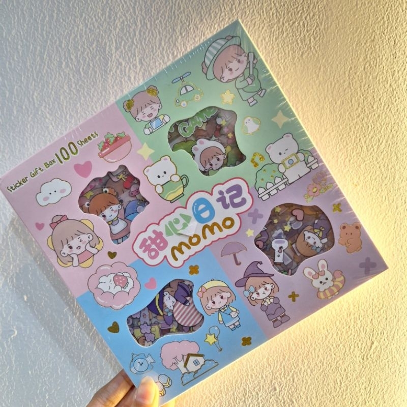 

100 Pcs sticker momo motif kartun KOREA Lucu anti air bahan pet