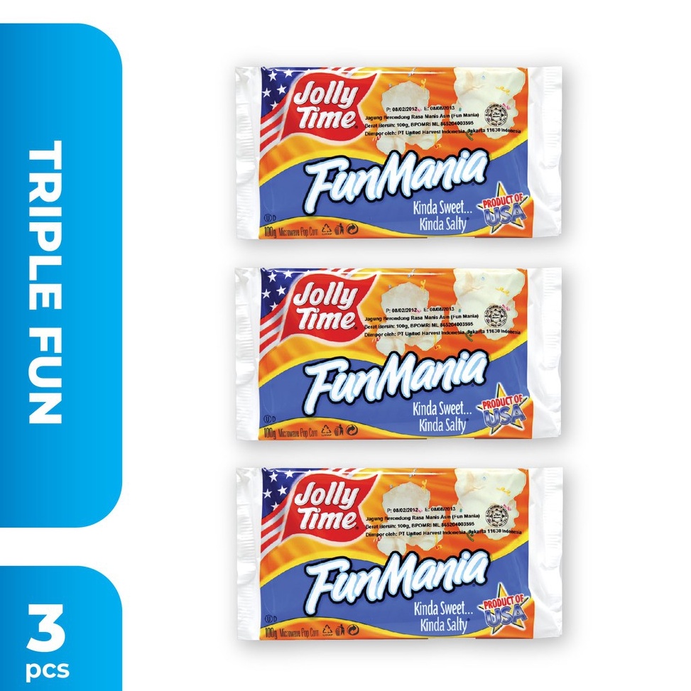ORIGINAL Jolly Time  Paket Triple Fun 3FM  Mircowave Popcorn