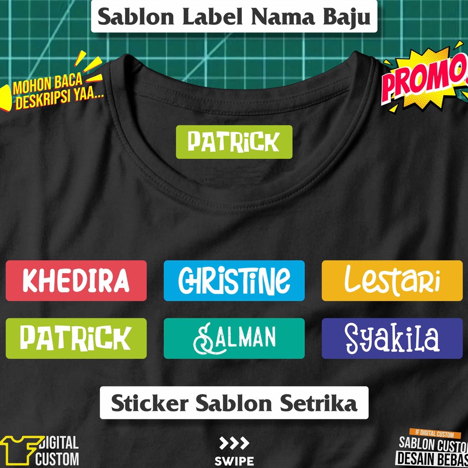 

COD Stiker Kain Label Nama Baju Anak Sekolah Pesantren Asrama Name Tag Laundry Sticker Sablon Setrika DTF IF Digital Custom Siap Press