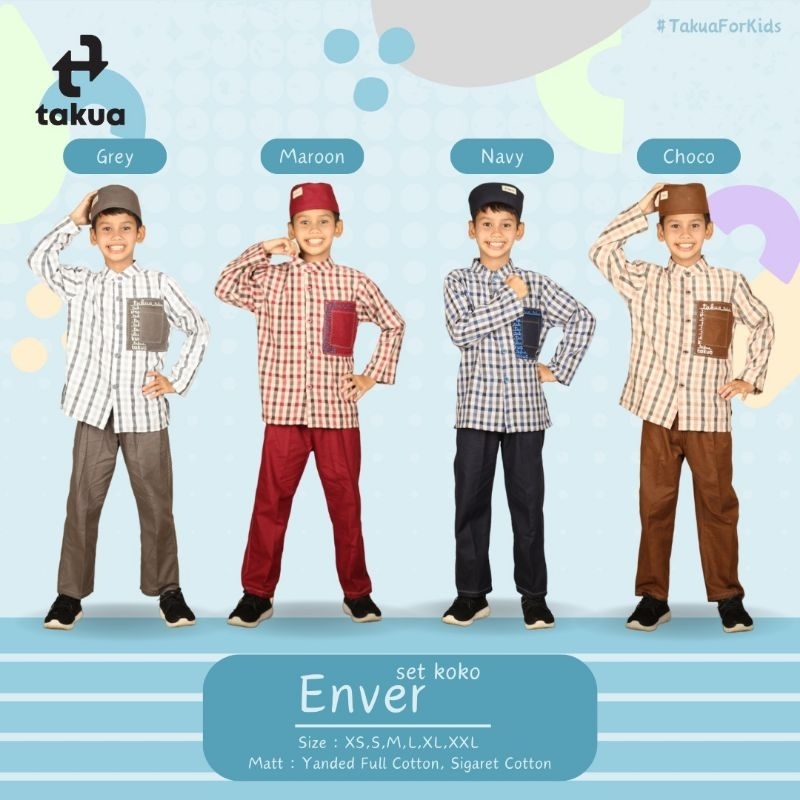 Koko Anak TAKUA "Enver" / Baju Muslim Anak (1kg = 3set)