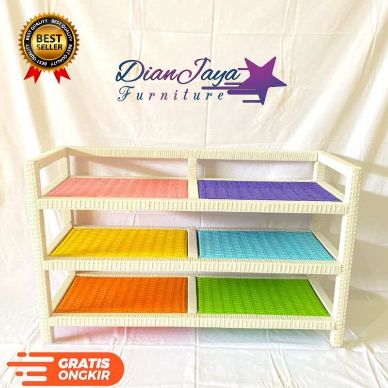 {READY STOCK} Rak Sepatu Rotan Sintetis | Rak Sepatu Besar/ Sedang/Kecil Rak Sepatu Bertingkat Murah